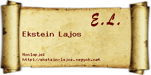 Ekstein Lajos névjegykártya